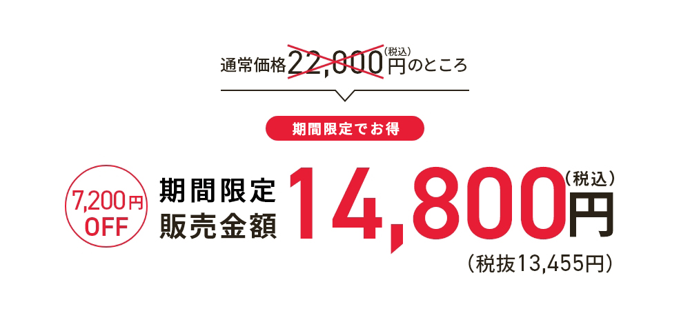 《7,200円OFF》会員限定販売金額14,800円