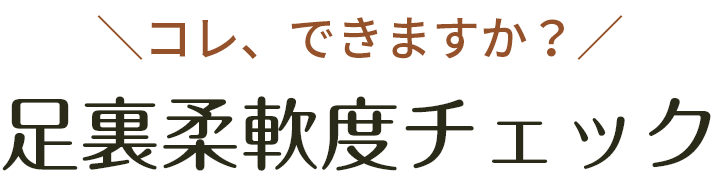 コレ、できますか？足裏柔軟度チェック